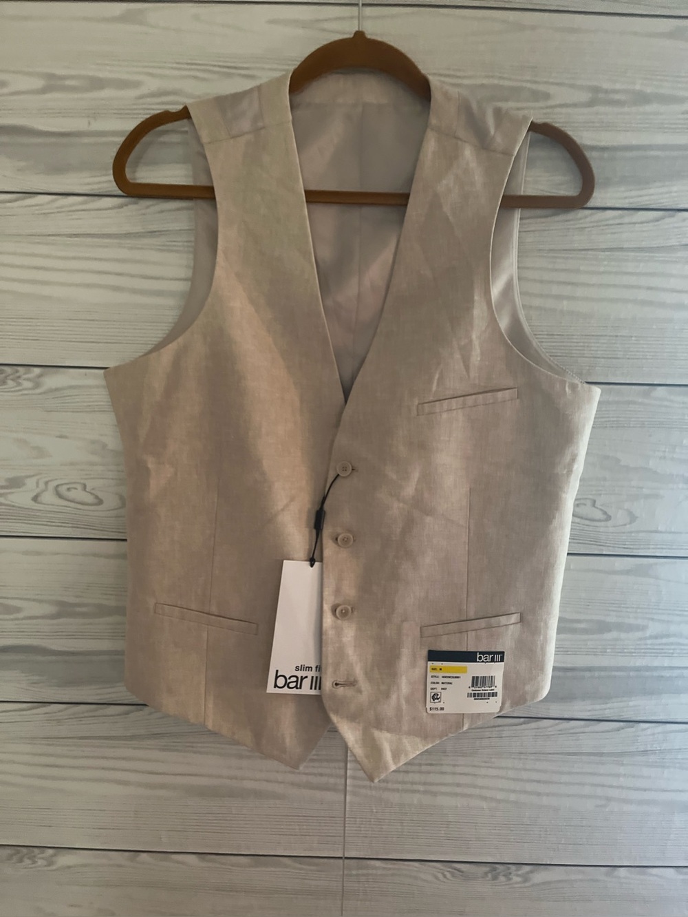 Bar III Linen Slim Fit Vest M